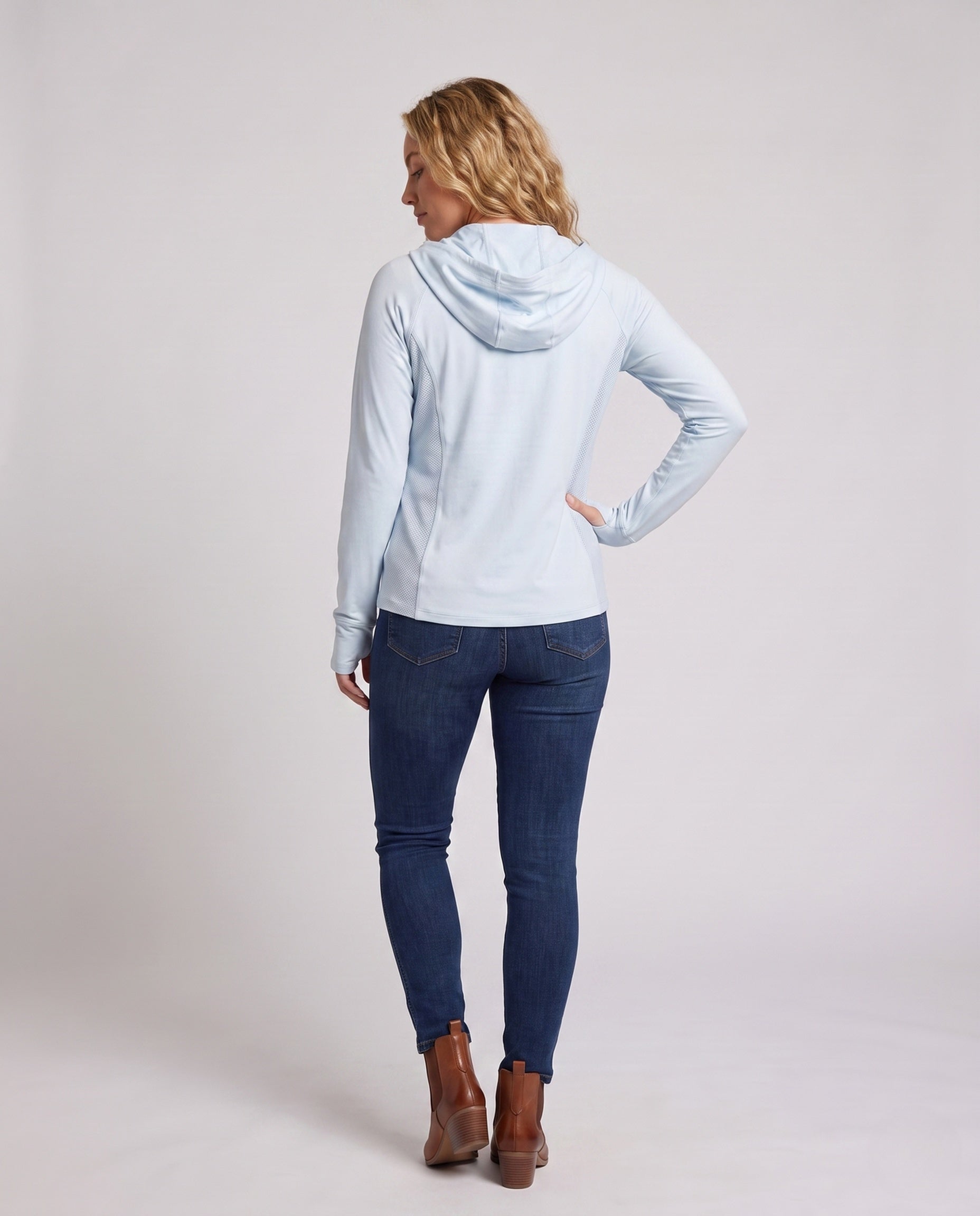Women's Ultra-Light Sun Protection Hoodie with Zipper - Back View