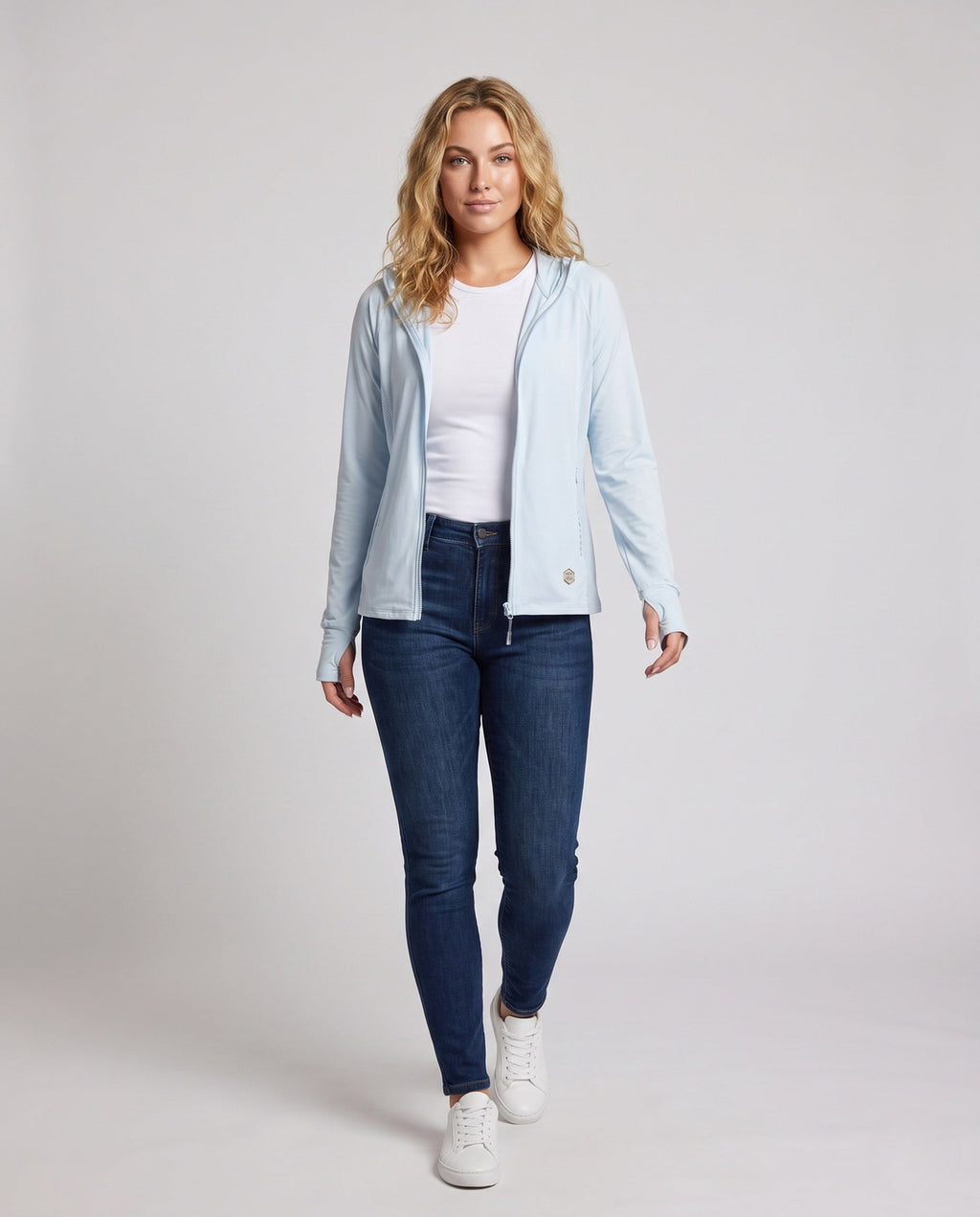Women's Ultra-Light Sun Protection Hoodie with Zipper - Front View