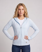 Women's Ultra-Light Sun Protection Hoodie with Zipper - Upper Body View