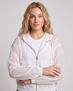 Women's Ultra-Light Transparent Hooded Jacket with Zipper - Upper Body View