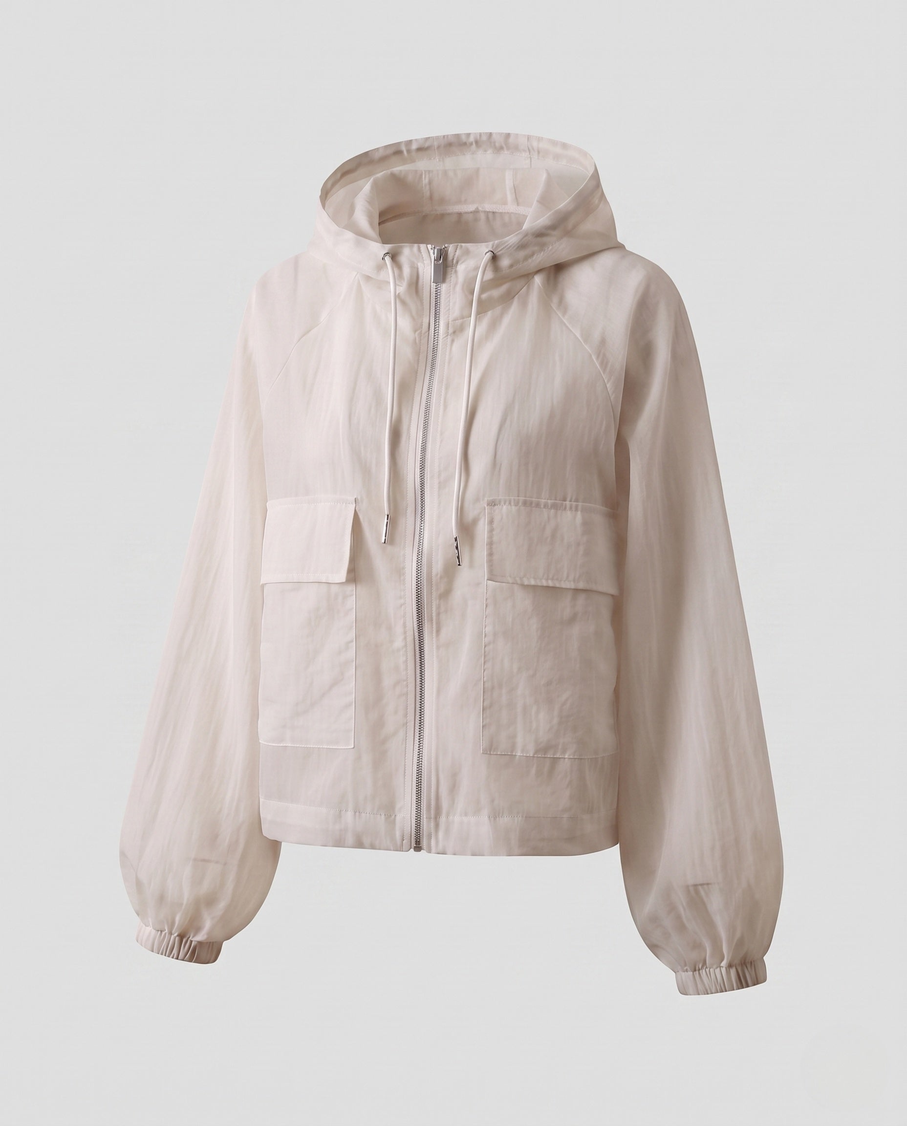 Women's Ultra-Light Transparent Hooded Jacket with Zipper