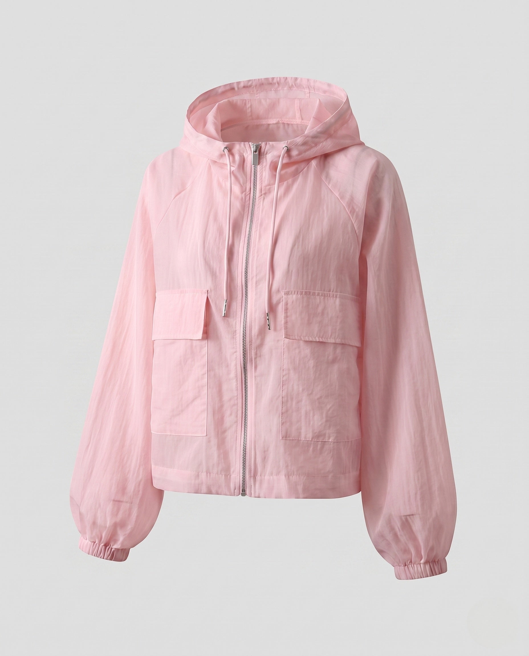 Women's Ultra-Light Transparent Hooded Jacket with Zipper