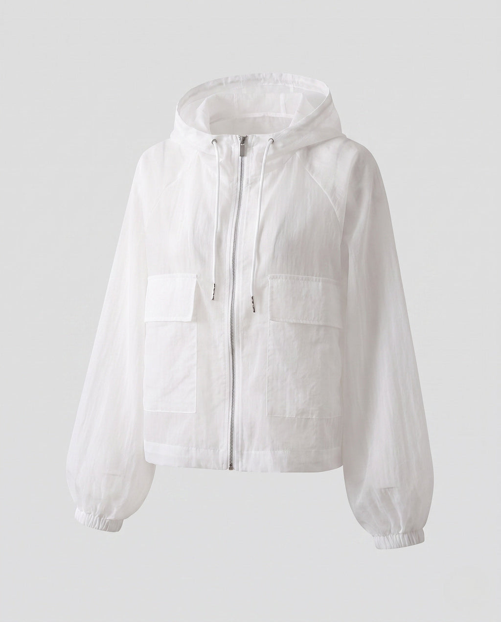 Women's Ultra-Light Transparent Hooded Jacket with Zipper