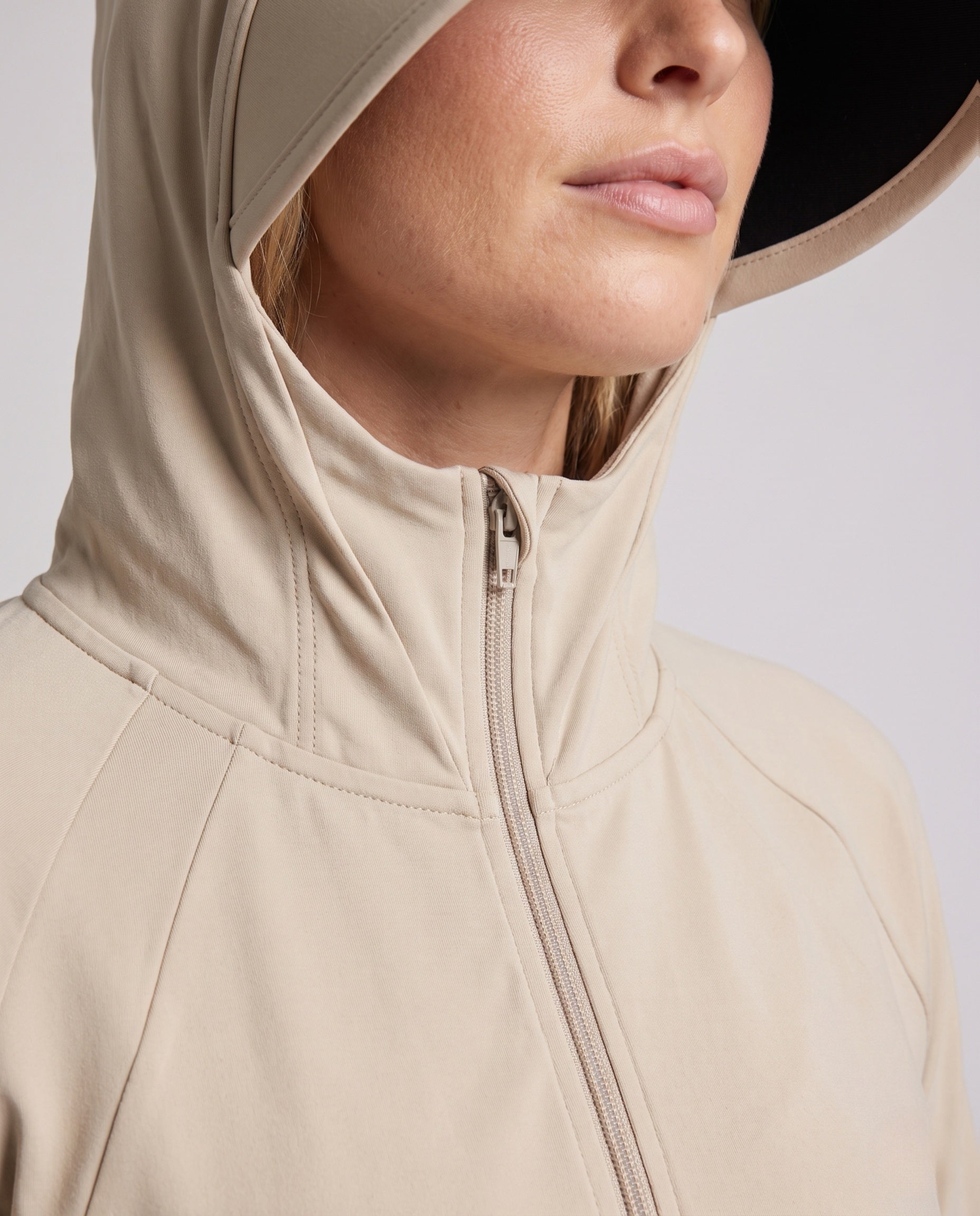 Unisex UV Protection Hoodie Jacket with Removable Visor - Close-Up Detail