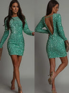 Chic Winter Party Dress with Backless Cut for Women | Samantha Style