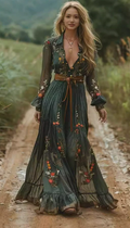 Boho Maxi dress with V neck | Samantha Style
