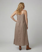 Women's Maxi Dress with Casual V-Neck and Side Pockets