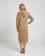 Women's Hoodie Dress made of Soft Knit Material with Button Placket
