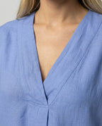 Women's Casual Linen Maxi Dress with V-Neck and Wide Cut Sleeves