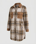 Ladies Checked Flannel Shirt Jacket with Patch Pockets - Chichicherry