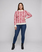 Ladies knit pullover with floral embroidery - Chichicherry