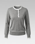 Ladies knit sweater with elegant lace embellishment - Chichicherry