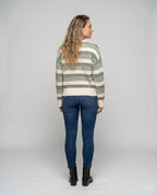 Ladies' knitted sweater with modern rib pattern and wide sleeves - Chichicherry