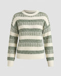 Ladies' knitted sweater with modern rib pattern and wide sleeves - Chichicherry