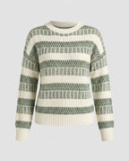 Ladies' knitted sweater with modern rib pattern and wide sleeves - Chichicherry