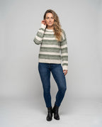 Ladies' knitted sweater with modern rib pattern and wide sleeves - Chichicherry