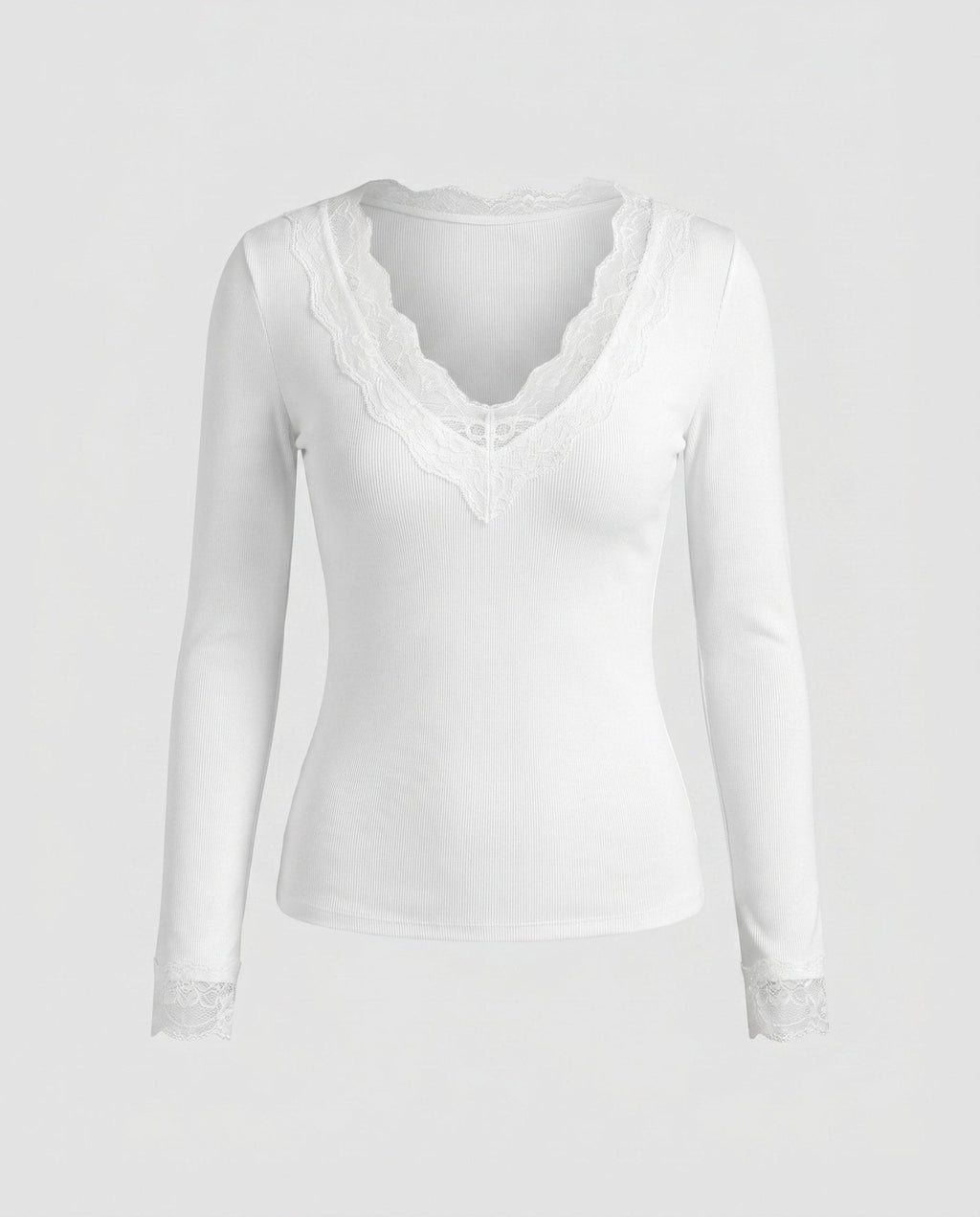 Ladies long sleeve shirt with delicate lace embellishments - Chichicherry