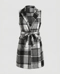 Ladies Long Sleeve Vest in Check Design - Chichicherry