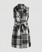 Ladies Long Sleeve Vest in Check Design - Chichicherry