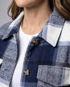 Ladies plaid flannel jacket with stylish button closure - Chichicherry