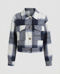 Ladies plaid flannel jacket with stylish button closure - Chichicherry