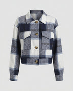 Ladies plaid flannel jacket with stylish button closure - Chichicherry
