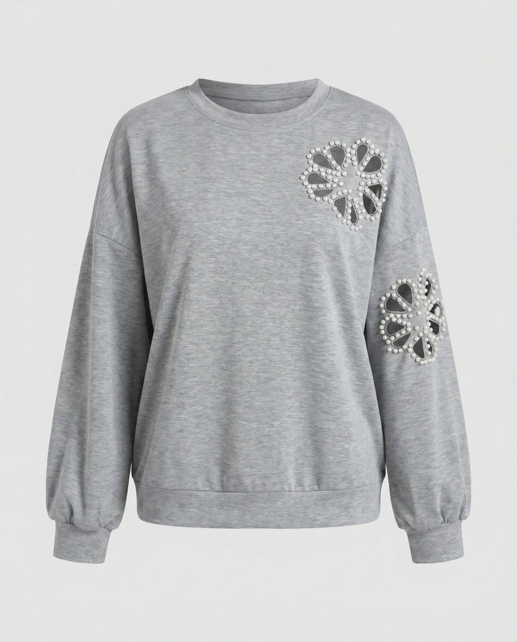 Ladies sweatshirt with decorative pearl accents - Chichicherry