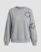 Ladies sweatshirt with decorative pearl accents - Chichicherry