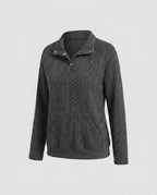 Ladies warming sweatshirt with textured knit pattern and practical pockets - Chichicherry