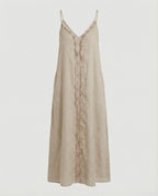 Women's Maxi Dress with Casual V-Neck and Side Pockets