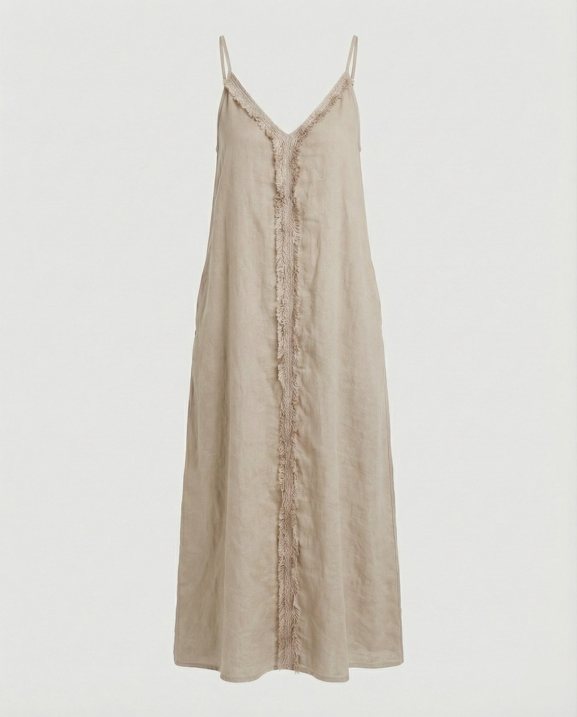 Women's Maxi Dress with Casual V-Neck and Side Pockets
