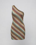 Women's Asymmetrical Mini Dress with Modern Wave Pattern