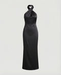 Women's Elegant Evening Dress with Asymmetric Halterneck