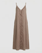 Women's Maxi Dress with Casual V-Neck and Side Pockets