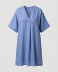 Women's Casual Linen Maxi Dress with V-Neck and Wide Cut Sleeves