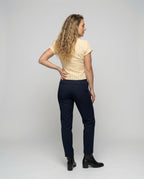 Women's Striped Eyelet-Lacing Mixed-Fabric Girl Blouse Set - Back View