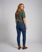 Women's Boxy Short Sleeve Mixed Material Girl Blouse Top - Back View