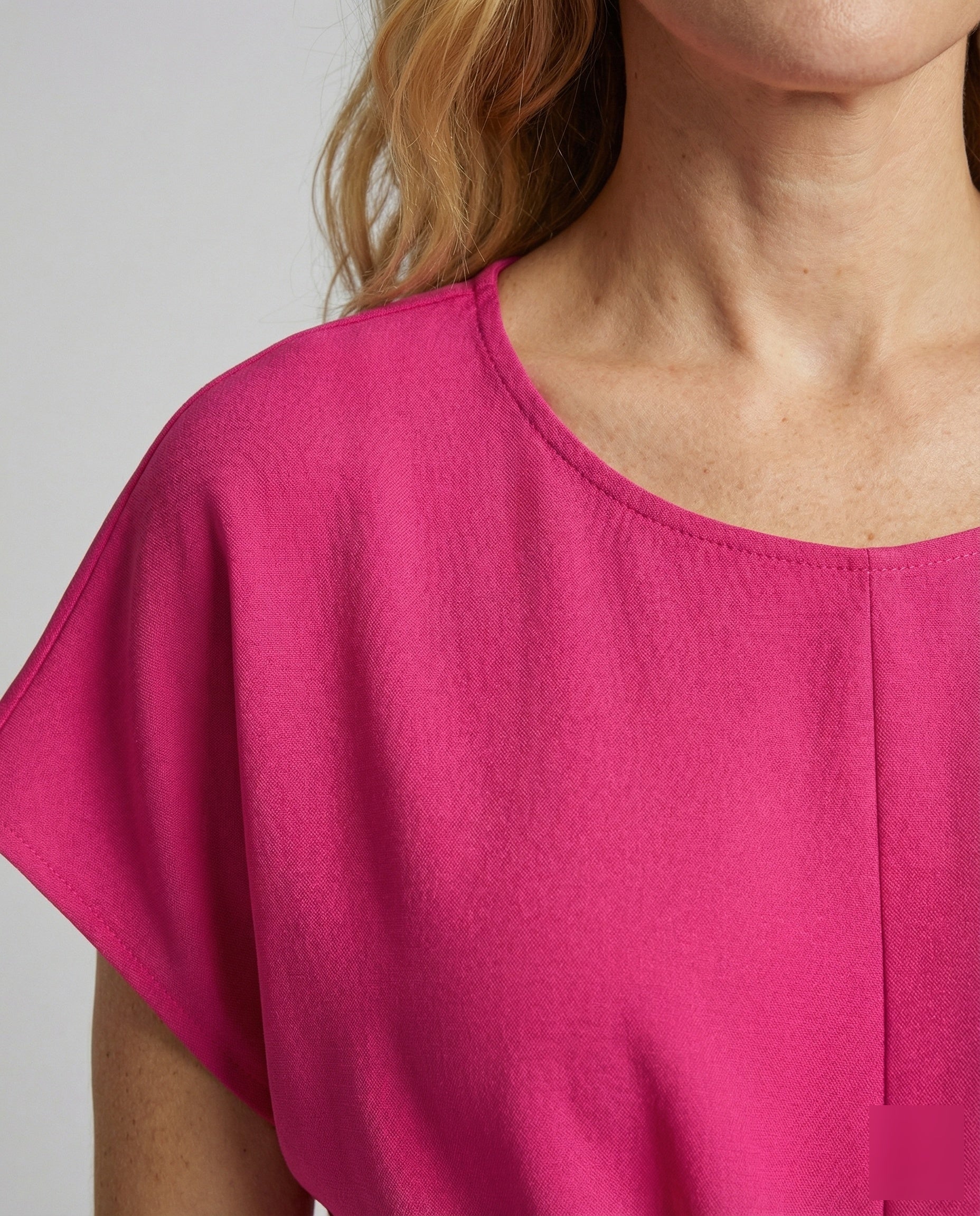 Women's U-Boat Neckline Knot Blouse Top - Close-Up Detail