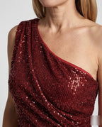A Shoulder Maxi Dress Sequins Women - Close-Up Detail