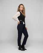 Women's Elegant Vest with Blouse Sleeves and Deep V-Neck Country Girl - Front View