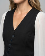 Women's Elegant Vest with Blouse Sleeves and Deep V-Neck Country Girl - Close-Up Detail