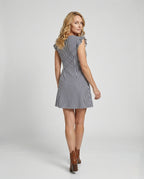 Women's Summer Dress with Ruffle Sleeves and Button Placket – - Back View