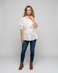 Women's Shirt Dress in a Casual Style with Floral Details - Front View