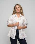 Women's Shirt Dress in a Casual Style with Floral Details - Upper Body View