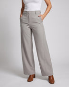 Women's Wide Cut Fabric Pants with Modern Details - Lower Body View