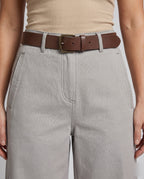 Women's Wide Cut Fabric Pants with Modern Details - Close-Up Detail