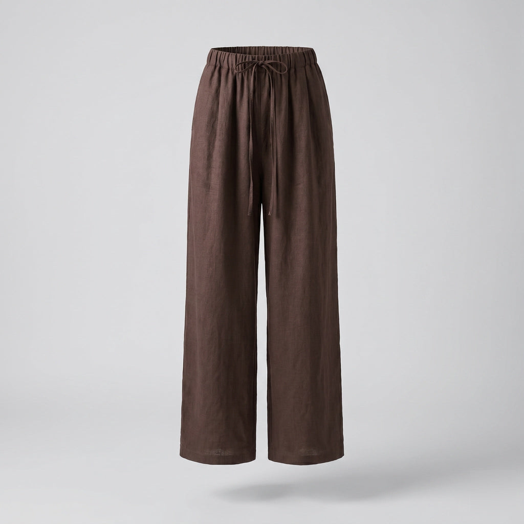 Women's Casual Linen Pants with Elastic Waistband and Drawstring