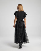 Women's Tulle Evening Dress with V-Neck - Back View