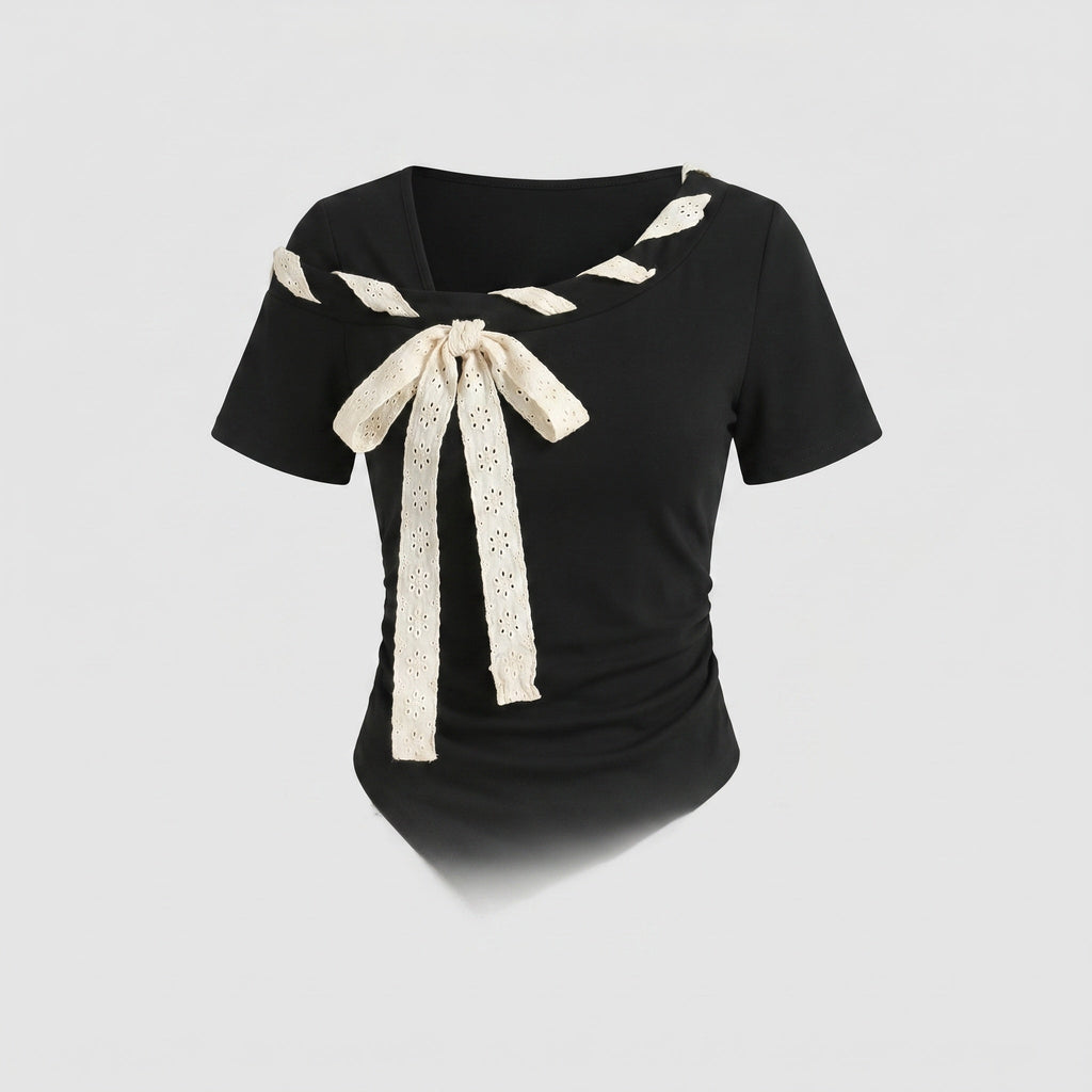 Women's Blouse Shirt with Decorative Lacing Option Design