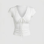 Women's Crop Top with Feminine Lace Embellishment